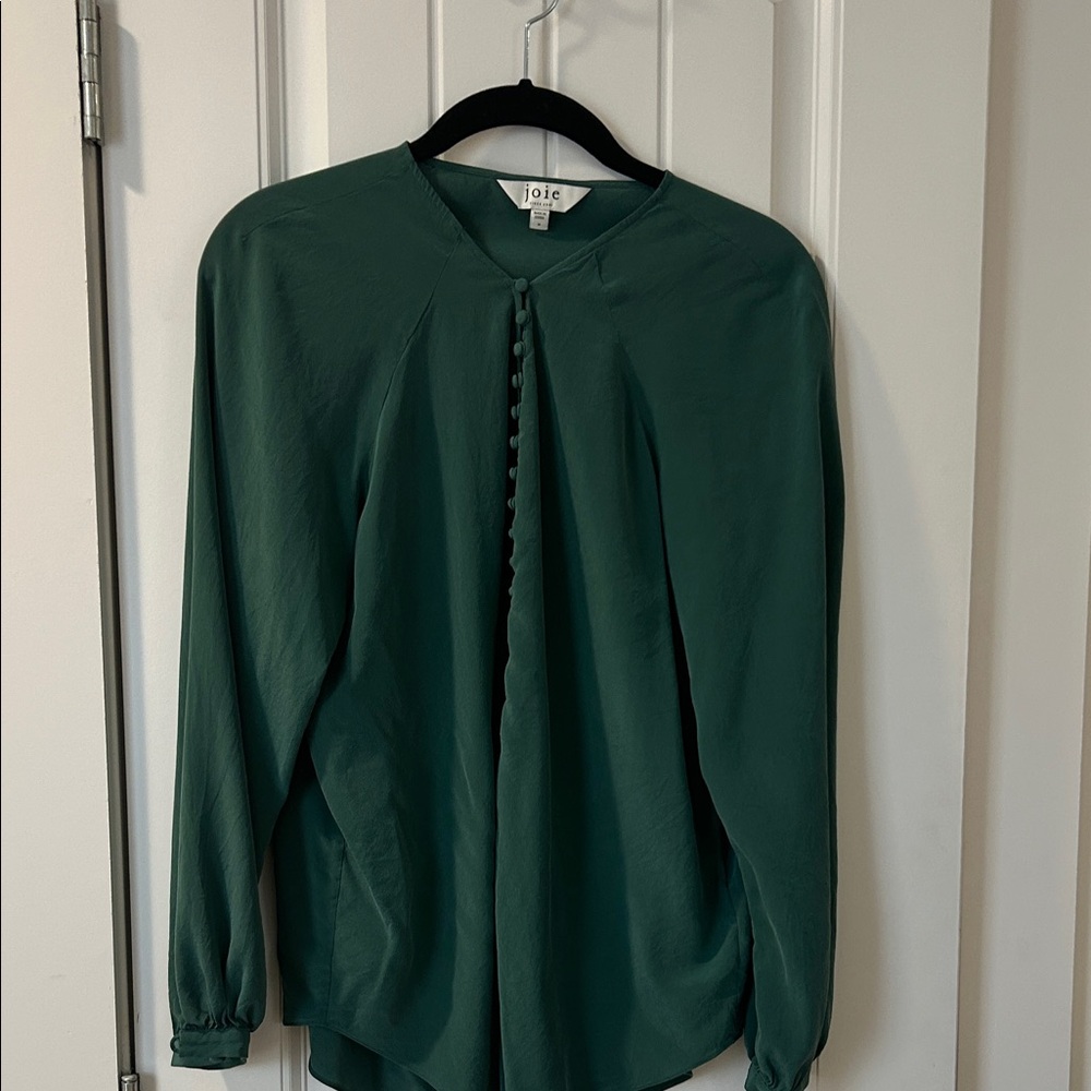 Joie Deep Green Blouse with Button Detail